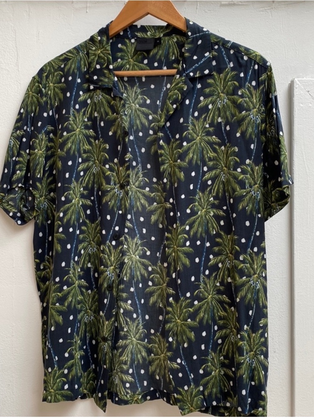 Navy Palm Tree Button Up Shirt
